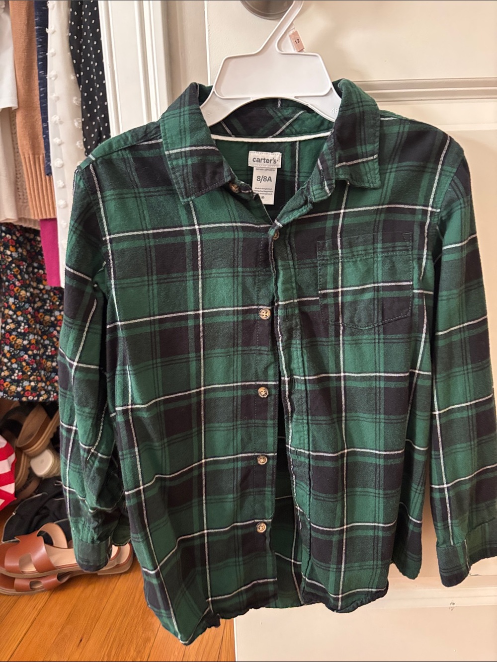 Boys’ Carter's Green and Black Plaid Button-Down Shirt
